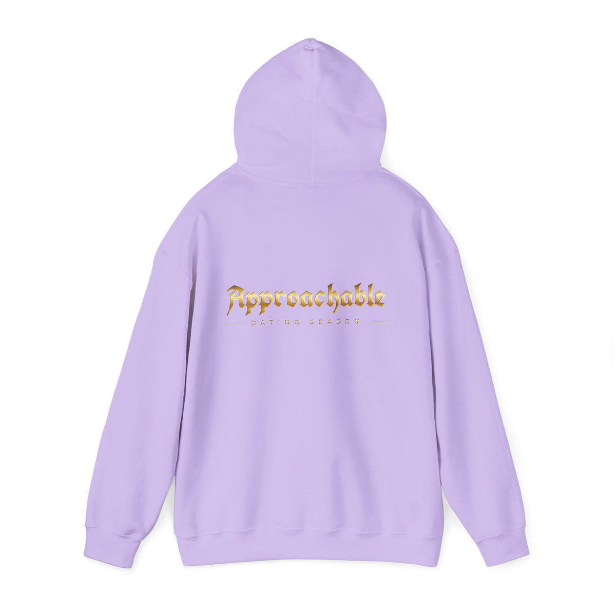 Approachable Gold Script hoodie back & front | White Pullover Sweatshirt