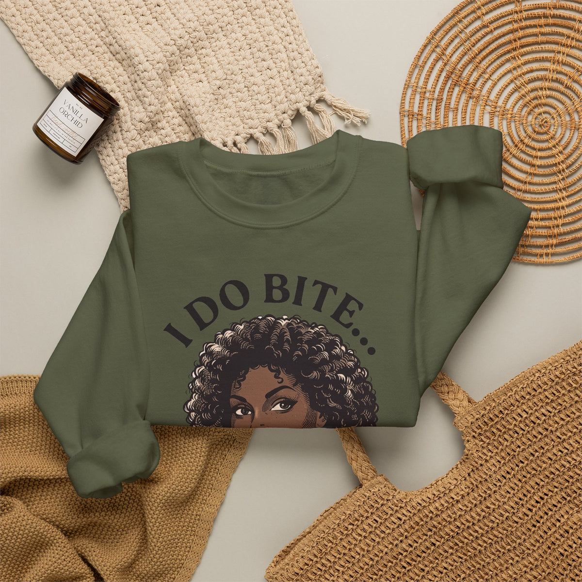 I Do Bite Crewneck Sweatshirt (Curls Edition)