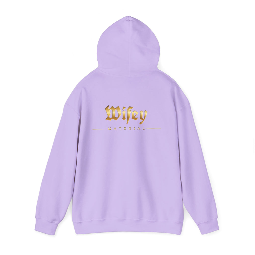 Wifey Material Hoodie back & front| Gold Gothic Script, Bridal Bachelorette Sweatshirt