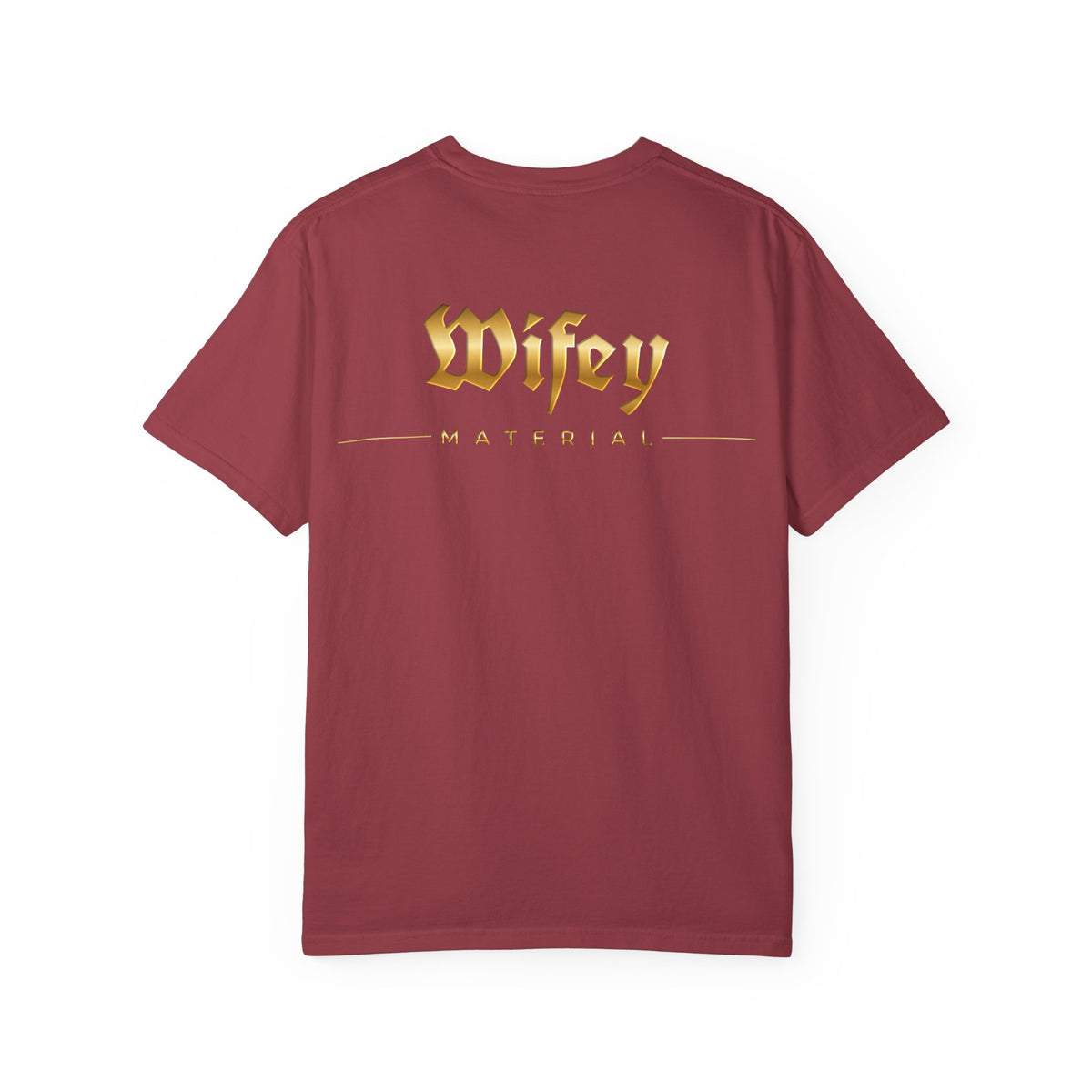 Wifey Material T-shirt front & back| Gold Gothic Script