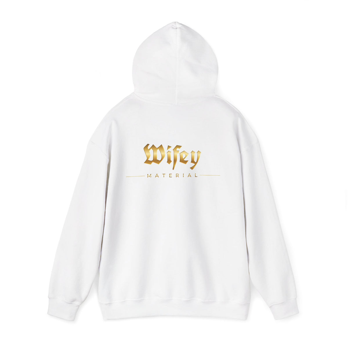 Wifey Material Hoodie back & front| Gold Gothic Script, Bridal Bachelorette Sweatshirt