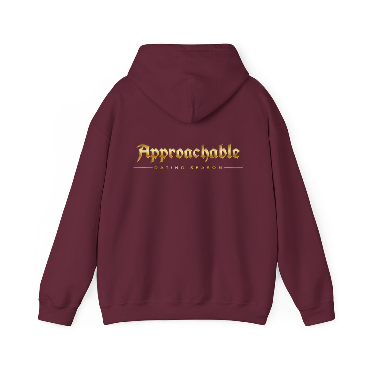 Approachable Gold Script hoodie back & front | White Pullover Sweatshirt